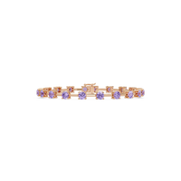 Round station amethyst purple colorstone bracelet in rose gold