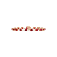 Round station ruby red colorstone bracelet in rose gold