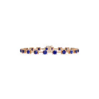 Round station sapphire blue colorstone bracelet in rose gold