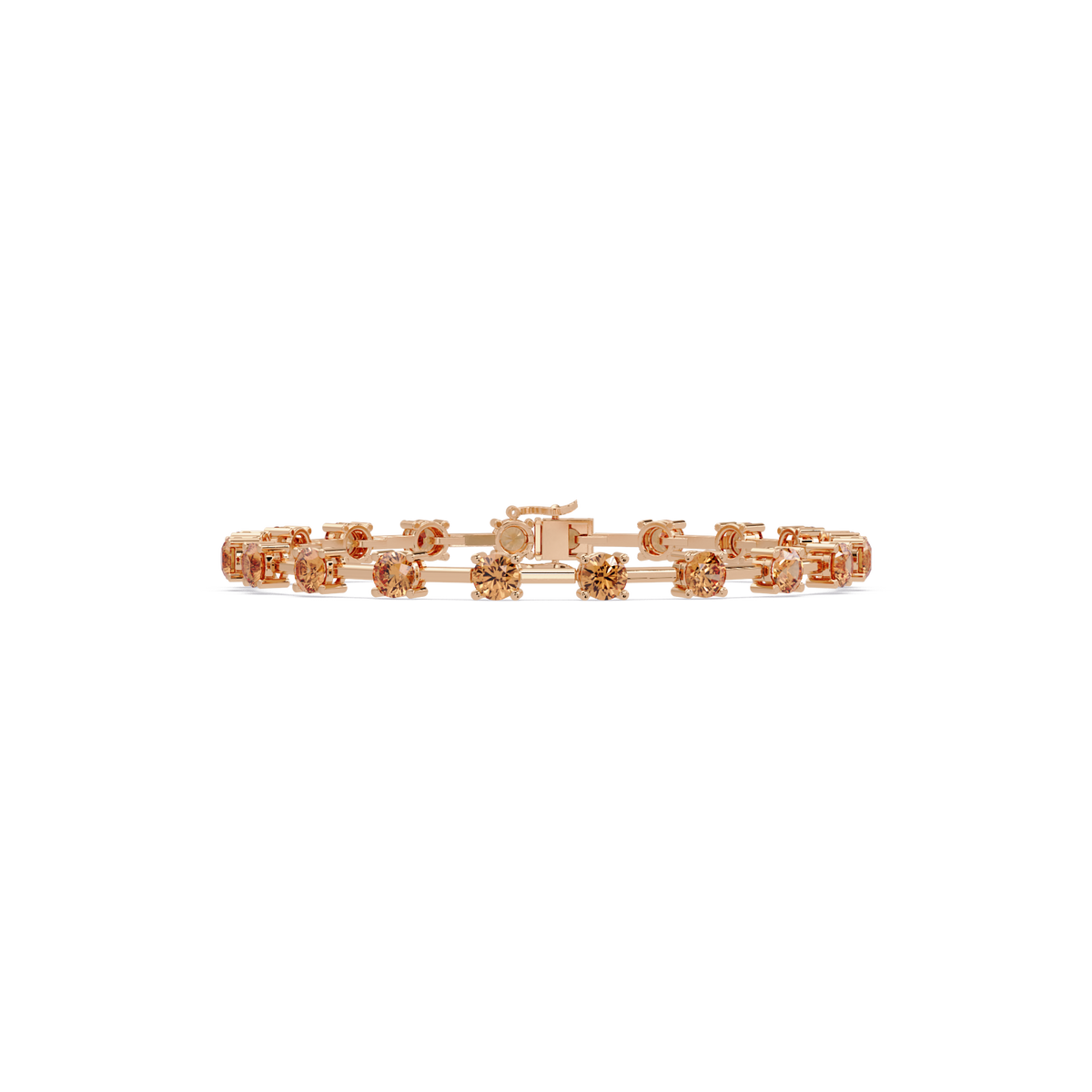 Round station champagne topaz colorstone bracelet in rose gold