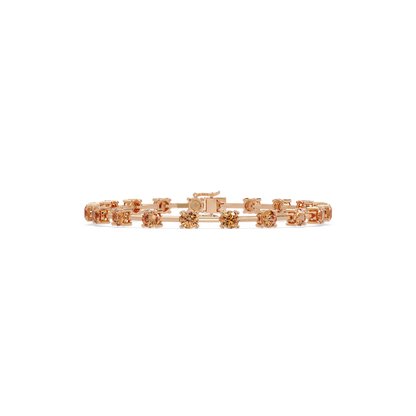 Round station champagne topaz colorstone bracelet in rose gold