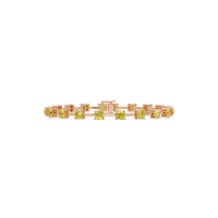 Round station citrine yellow colorstone bracelet in rose gold