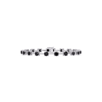 Round station onyx colorstone bracelet in white gold