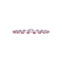Round station tourmaline pink colorstone bracelet in white gold
