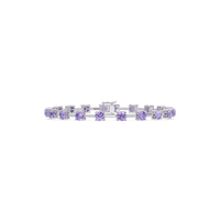 Round station amethyst purple colorstone bracelet in white gold