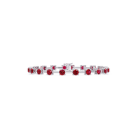 Round station ruby red colorstone bracelet in white gold