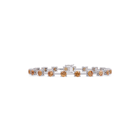 Round station champagne topaz colorstone bracelet in white gold