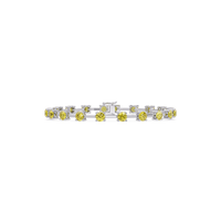 Round station citrine yellow colorstone bracelet in white gold