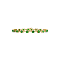 Round station emerald green colorstone bracelet in yellow gold