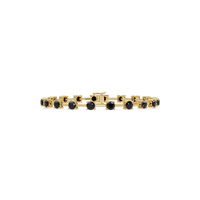 Round station onyx colorstone bracelet in yellow gold