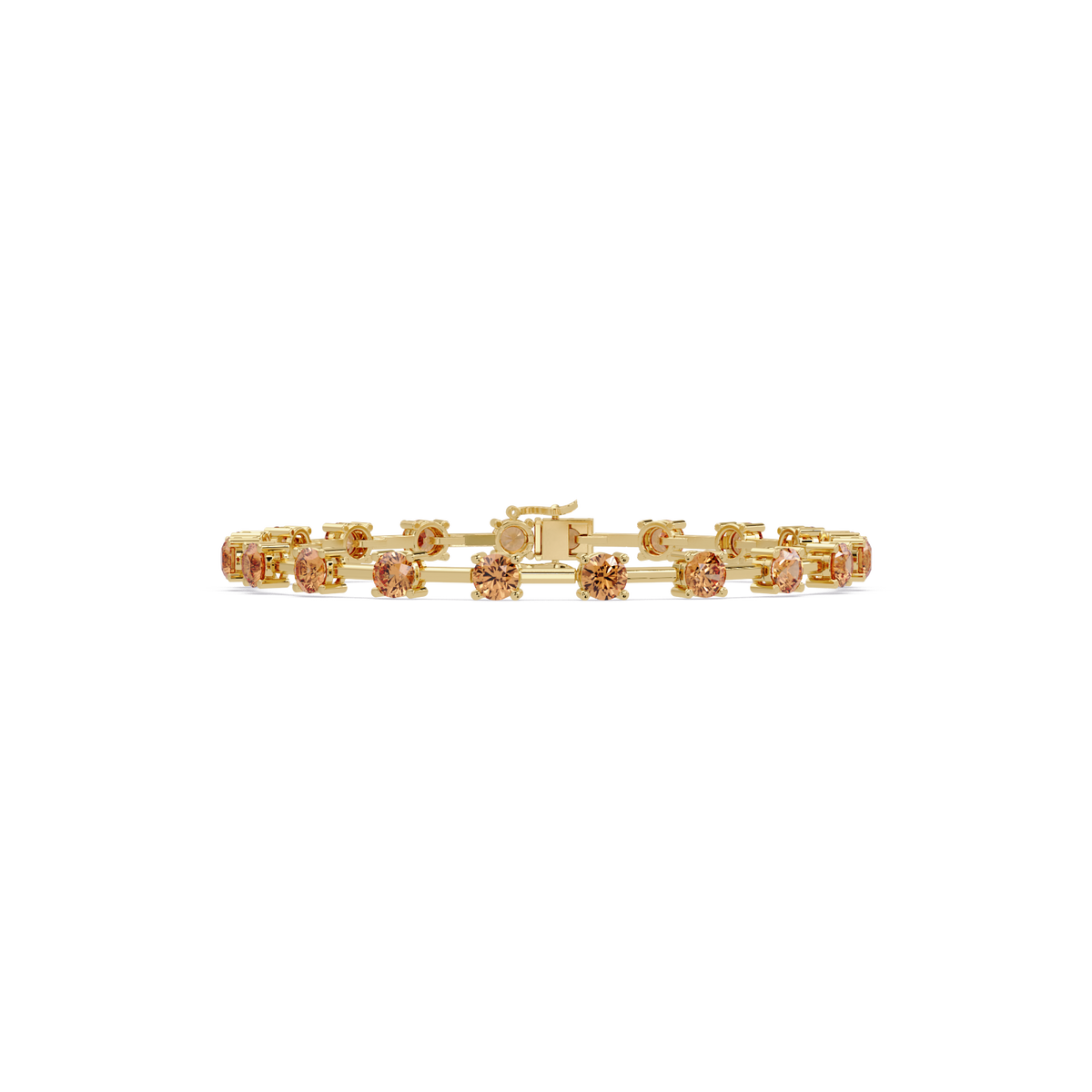 Round station champagne topaz colorstone bracelet in yellow gold