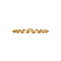 Round station champagne topaz colorstone bracelet in yellow gold