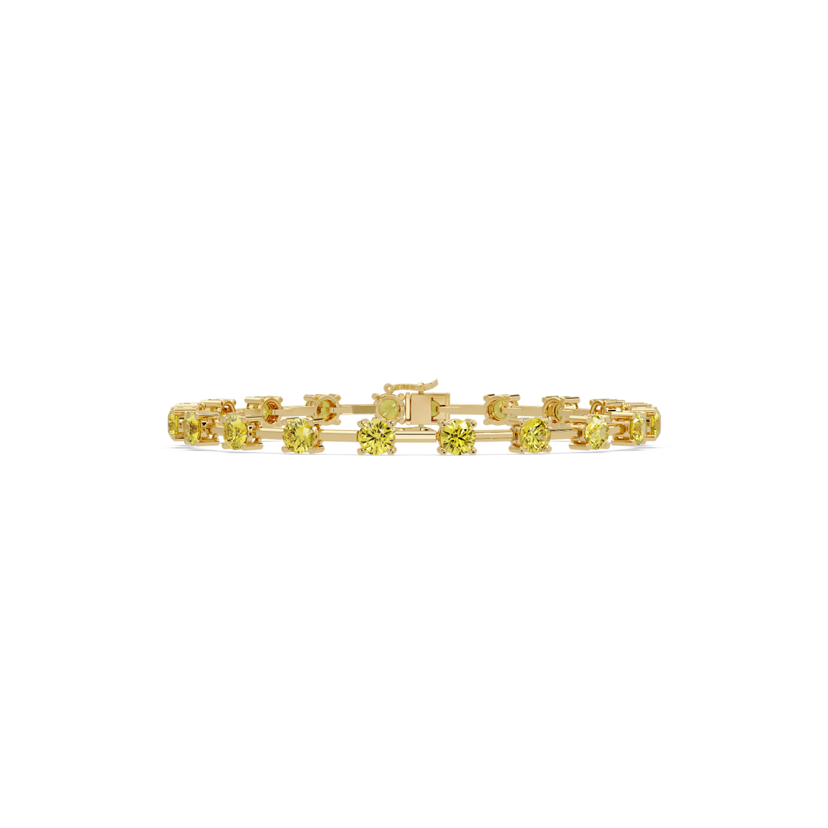 Round station citrine yellow colorstone bracelet in yellow gold