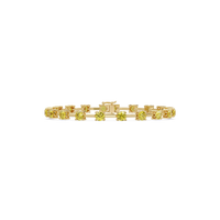 Round station citrine yellow colorstone bracelet in yellow gold