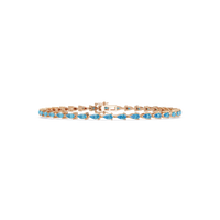 Pear-cut aquamarine blue colorstone tennis bracelet in rose gold