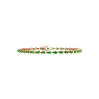Pear-cut emerald green colorstone tennis bracelet in rose gold