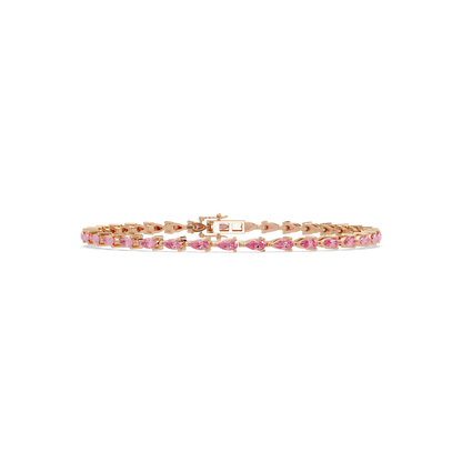 Pear-cut tourmaline pink colorstone tennis bracelet in rose gold