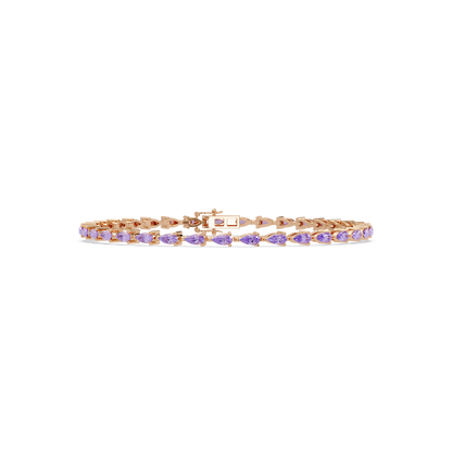 Pear-cut amethyst purple colorstone tennis bracelet in rose gold
