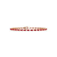 Pear-cut ruby red colorstone tennis bracelet in rose gold