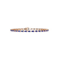 Pear-cut sapphire blue colorstone tennis bracelet in rose gold