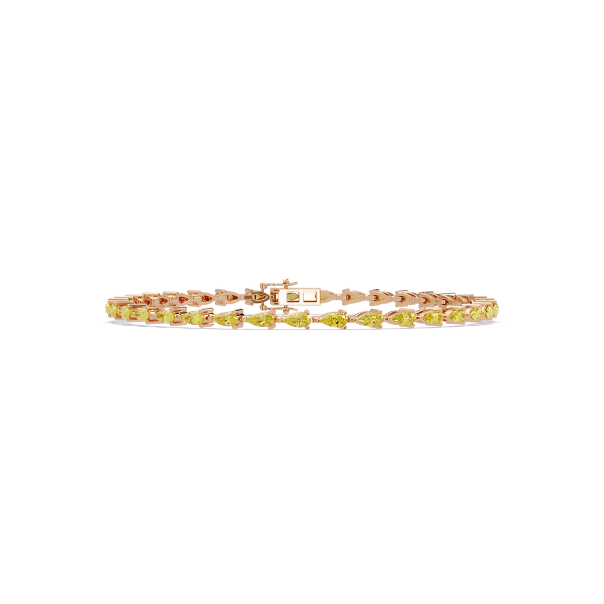 Pear-cut citrine yellow colorstone tennis bracelet in rose gold