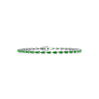 Pear-cut emerald green colorstone tennis bracelet in white gold