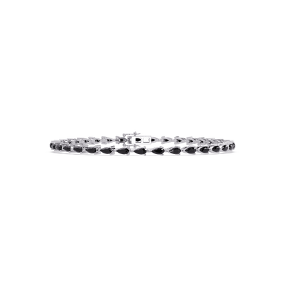 Pear-cut onyx colorstone tennis bracelet in white gold