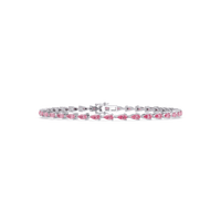 Pear-cut tourmaline pink colorstone tennis bracelet in white gold