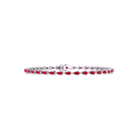 Pear-cut ruby red colorstone tennis bracelet in white gold