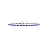 Pear-cut sapphire blue colorstone tennis bracelet in white gold