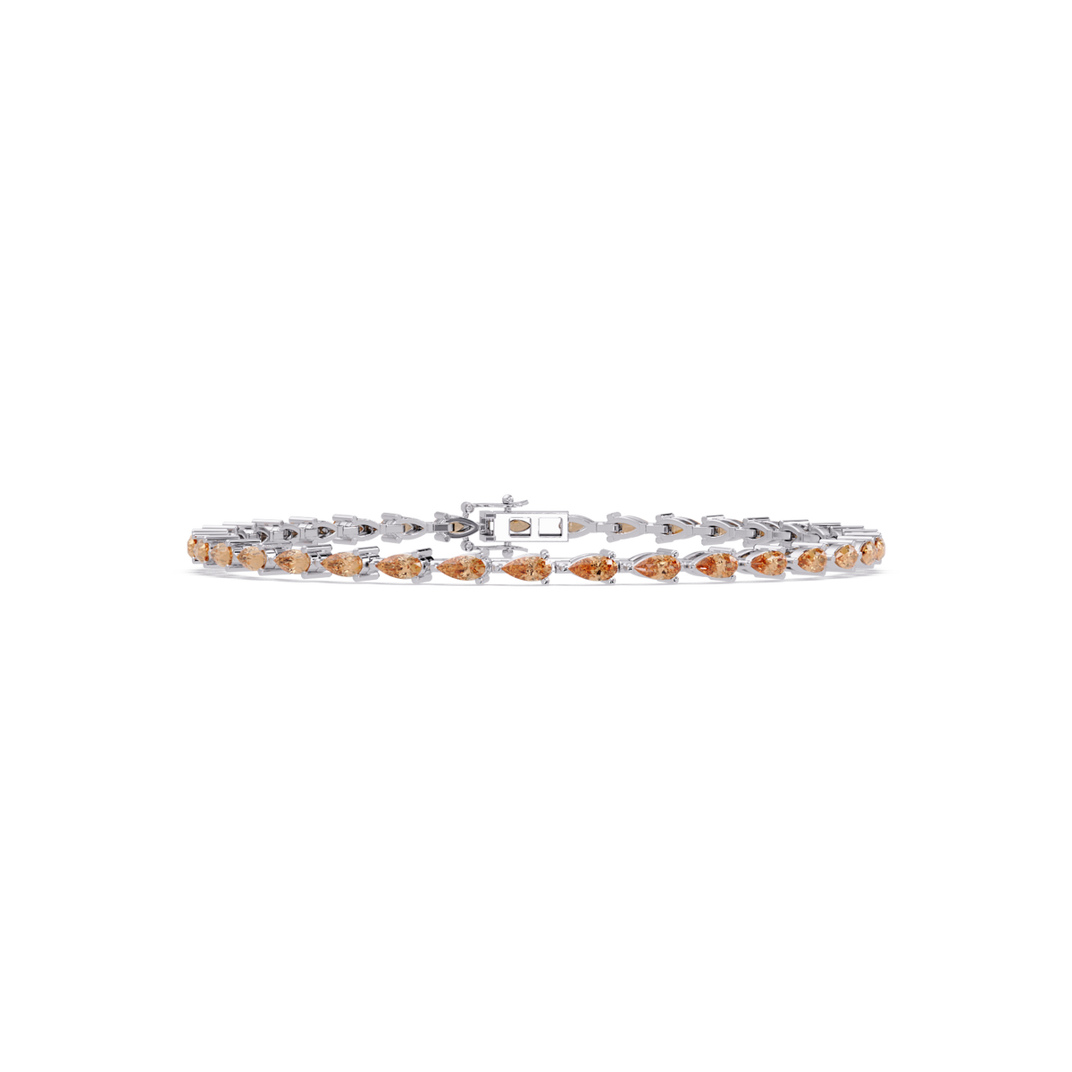Pear-cut champagne topaz colorstone tennis bracelet in white gold