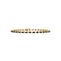 Pear-cut onyx colorstone tennis bracelet in yellow gold