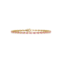 Pear-cut tourmaline pink colorstone tennis bracelet in yellow gold