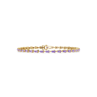 Pear-cut amethyst purple colorstone tennis bracelet in yellow gold