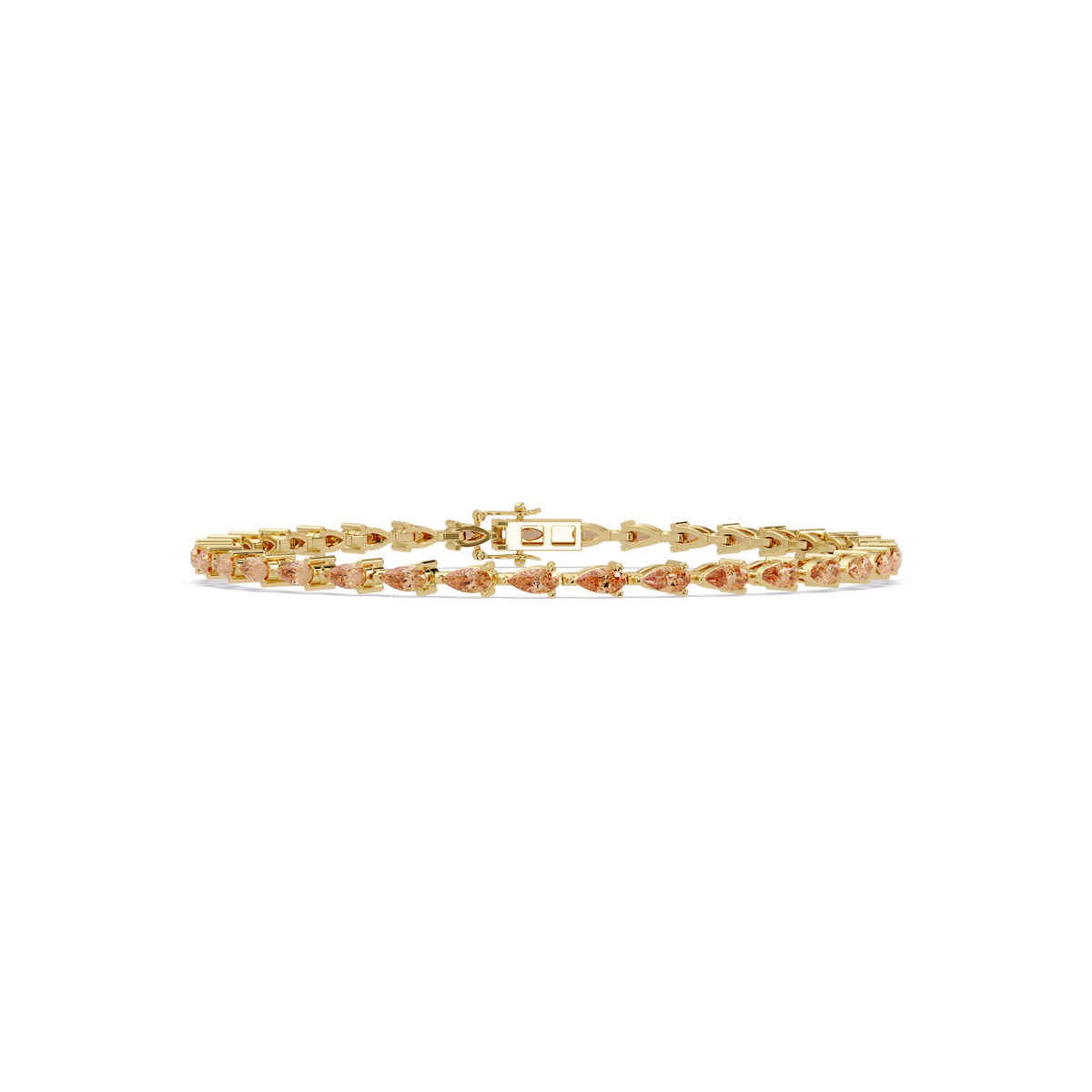 Pear-cut champagne topaz colorstone tennis bracelet in yellow gold