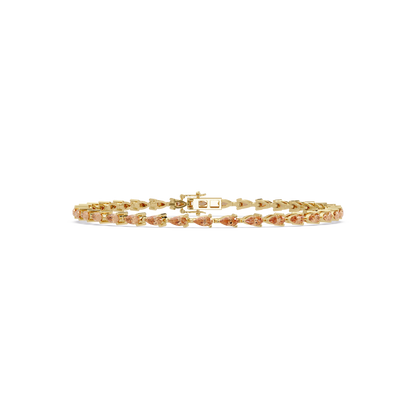 Pear-cut champagne topaz colorstone tennis bracelet in yellow gold