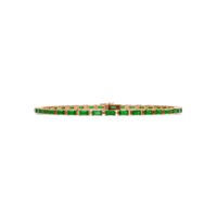 Emerald-cut emerald green colorstone tennis bracelet in rose gold