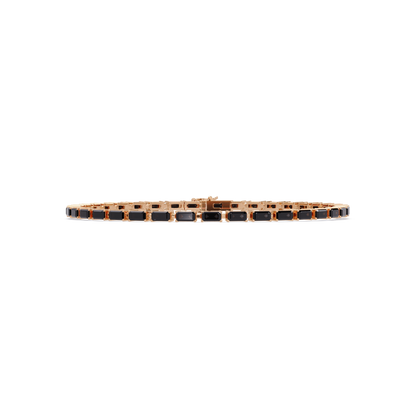Emerald-cut onyx colorstone tennis bracelet in rose gold