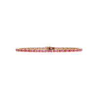 Emerald-cut tourmaline pink colorstone tennis bracelet in rose gold