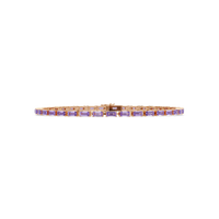 Emerald-cut amethyst purple colorstone tennis bracelet in rose gold