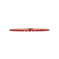Emerald-cut ruby red colorstone tennis bracelet in rose gold