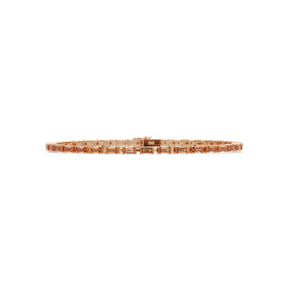 Emerald-cut champagne topaz colorstone tennis bracelet in rose gold