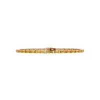 Emerald-cut citrine yellow colorstone tennis bracelet in rose gold