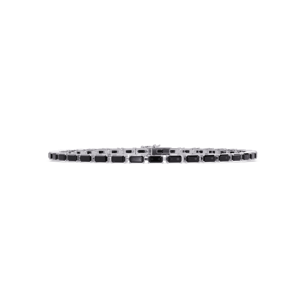Emerald-cut onyx colorstone tennis bracelet in white gold