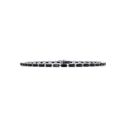 Emerald-cut onyx colorstone tennis bracelet in white gold