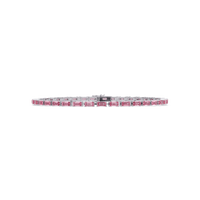 Emerald-cut tourmaline pink colorstone tennis bracelet in white gold