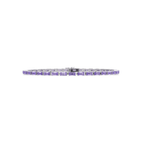 Emerald-cut amethyst purple colorstone tennis bracelet in white gold