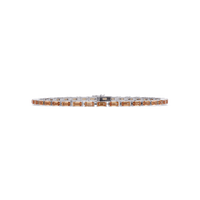 Emerald-cut champagne topaz colorstone tennis bracelet in white gold