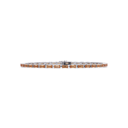 Emerald-cut champagne topaz colorstone tennis bracelet in white gold
