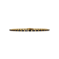 Emerald-cut onyx colorstone tennis bracelet in yellow gold
